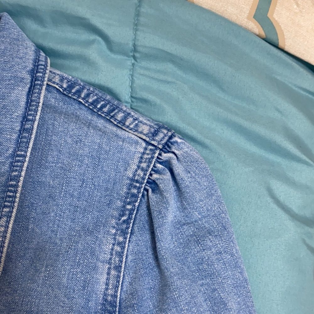 Kate Spade denim jacket dip dye peplum ruffle style size large - Picture 8 of 15